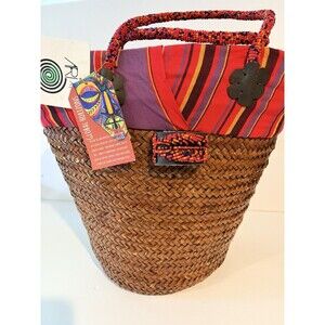 ARI Africa Kenya Woven Basket Tote Bag Beaded Handles Global Horizons NWT World